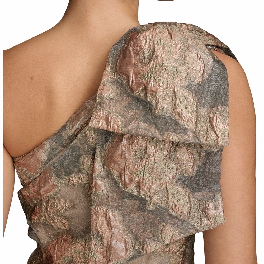 Donna Karan New York One-Shoulder Metallic Jacquard Gown, SIZE 12 - Picture 6 of 11